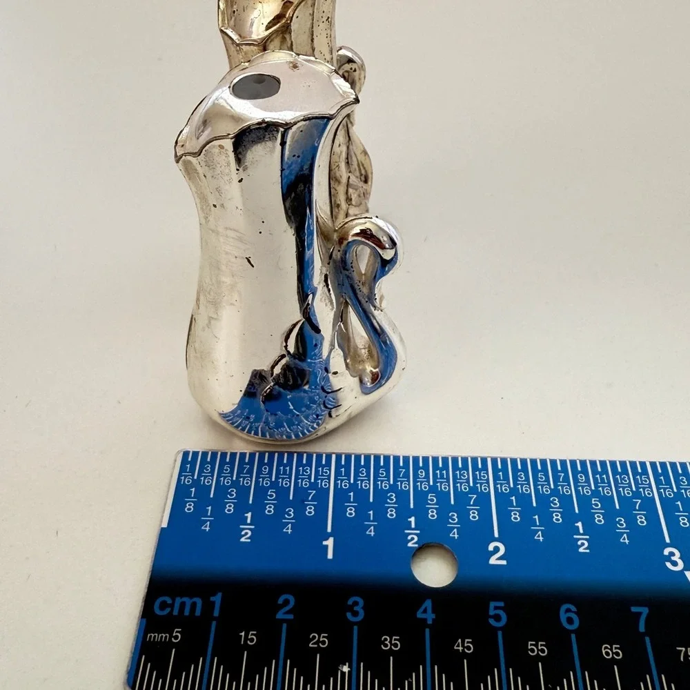Vintage 90s Swan Salt And Pepper Shakers Silver Plated Collectible Retro 1.5
